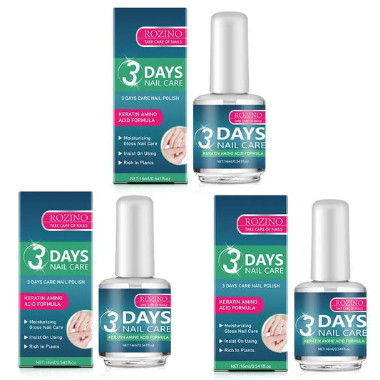 ROZINO 3-Day Nail Treatment | Keratin Amino Acid Formula | Quick-Dry, High-Shine & Scratch-Resistant | 16ml