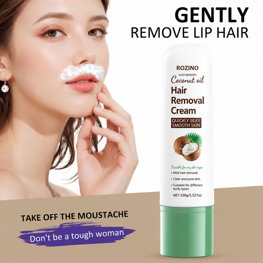 Coconut Oil Hair Removal Cream | Gentle & Painless Depilatory for Face, Lips, Arms & Legs | 100g