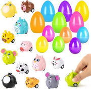 Easter Eggs Filled With Pullback Construction Vehicles, Cute Animals, Dinosaurs, Jewelry pieces and Bunnies