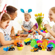 Easter Eggs Filled With Pullback Construction Vehicles, Cute Animals, Dinosaurs, Jewelry pieces and Bunnies